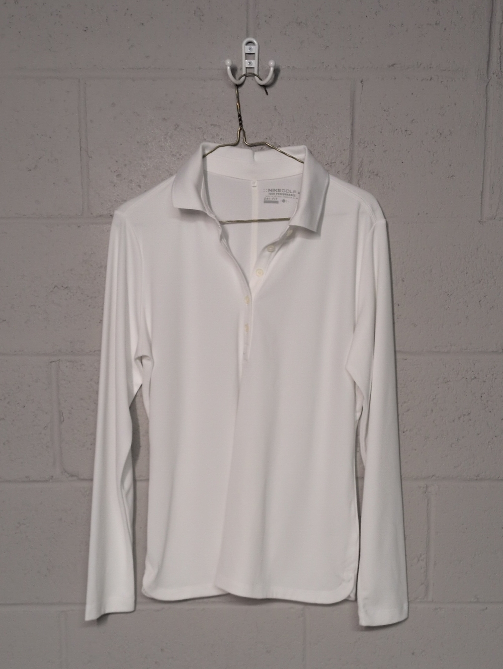 Nike Golf Tour Performance Dri-Fit Women's White Long-Sleeve Polo Shirt Large
